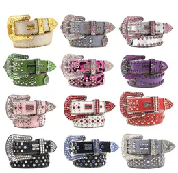 Belts Bling studded crystal fashion diamond bb simon belt Casual woman Leather designer for man lady belts Mens rock Luxurys rhinestone buckle punk Belts