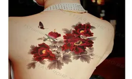 Wholepeony Flower Tattoo Sticker 방수 방수 섹시한 큰 타토 등 가슴 팔 다리 임시 문신 타토 여성 2986152