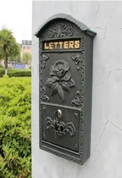 Antique Cast Aluminum Iron Postbox Mailbox Garden Decorations Flower Embossed Trim Decor Dark Green Metal Mail Letters Post Box Ho9043839