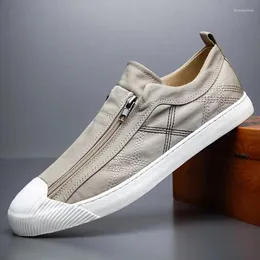 Casual Shoes Men Fashion Canvas Oddychający deskorolka Sprężyna jesień podwójny zamek błyskawiczny na mieszkania mokasyny męskie trampki BD22320