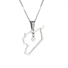 Pendant Necklaces Stainless Steel Syria Map Outline Necklace Syrians Heart Jewelry