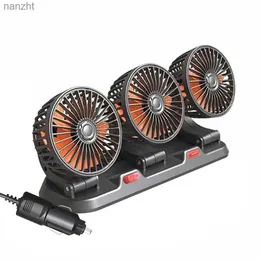 Electric Fans 3-head car cooling fan with parking board USB/12V/24V electric fan automatic low noise fan 360 degree rotating automatic coolerWX