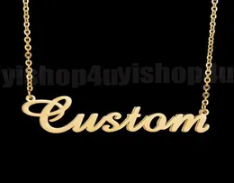 18K Gold plattiert maßgeschneiderte Mode Edelstahl -Typenschild Anhänger Personalisierter Brief Silber Choker Halskette Frauen Geschenk4841938