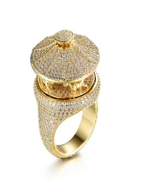 Cluster Rings Hip Hop Micro Paved 5a Cz Stone Bling Iced Out Carousel For Form For Men Rapper Jewelry Gold Silver Color Gift2079216