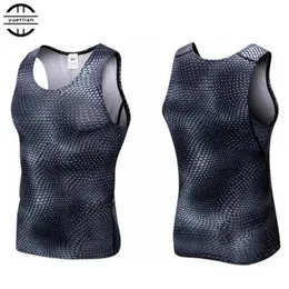 MEN PRO PRORESSION 3DプリントタイトなスリムスネークスケールVESTHIGH ELASTIC QUICH DRYING WICKING SPORTING FITNESSHAPERS TANK TOPS 240425