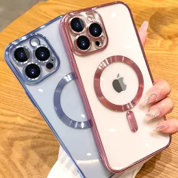 クリアマグサフ磁気ケースソフトTPUシリコンショックプルーフカバーカメラレンズフィルムプロテクター用iPhone