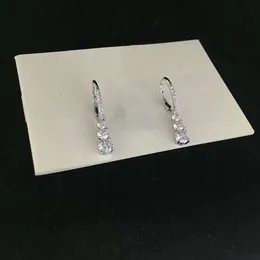 Swarovskis örhänge designer kvinnor original kvalitet lyx mode charm runda tre rader diamant kristallörhängen romantiska tre rader diamantvatten droppe örhängen