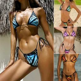 Sexy Designer Women Bikini Set Hot Swimwear Girl Casual Lace Up Butterfly print Swimsuit Fashion Classic Brazilian Push Up Swim Wear Bathing Suit Thongs Top Bra