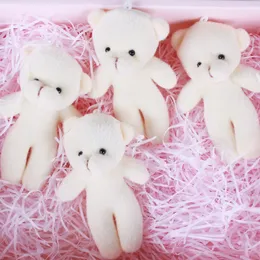 40pcs lot beige mini teddy bear محشوة الحيوانات الفخمة لعبة باقة الدببة العارية الزهور لحفل الزفاف هدية صغيرة الدب قلادة صغيرة 328