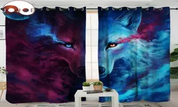 Onde Light and Dark se encontra por jojoes cortinas 3d lobo sala de estar cortina psicodélica tratamento de janela draxas decoração de casa 12pcs d192299825