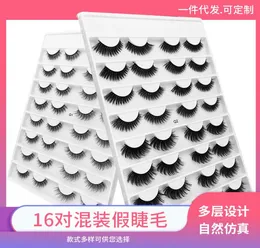 3D Faux Mink Strip Eyelashes Custom Lash Packaging Lashbook 16 Par Dramatiska fluffiga fransar Toppkvalitet Faux Mink Lashes5794217