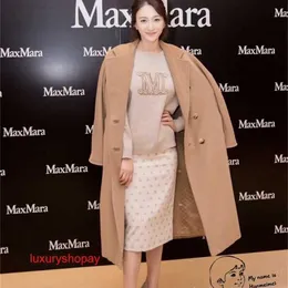 Maxmaras Womens Wrap Coat Camel Hair Coats Han Meimeis Inhemsk Stock 2024 Springummer Classic Cashmere 101801 miljoner RJBT