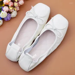 Casual Shoes Flat Bottom Genuine Leather Women Shoe Square Head Large Size 43 Ballet Shallow Mouth Pregnant Loose Loafers