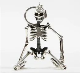 Faltbare Skelett -Anhänger -Schlüsselkette für Männer Frauen Antiquitäten Silber Farbe Metalllegierung Schädel Schädel Beutel Key Ring Car Schlüsselring 5817373