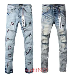 Purple Brand Jeans American High Street Jeans Hole Purple Ruin Robin Religion Pants Paint wyżej opracuj 5648413