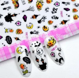 4st Selfadhesive Halloween Nail Sticker Decals för nagelkonstdekorationer Fake Nails Accessoires Ghost Pumpkin Head F2552603591370