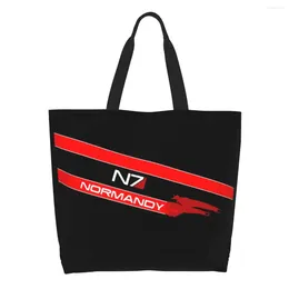 Сумки для покупок пользовательские многоразовые видеоигра Нормандия N7 Bag N Canvas Tote Portable Effect Alliance Alliance военные продукты покупатель