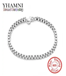 Yhamni Fashion Three Lines Beads Charm Bracelet 100 Pure 925 Silver Fashion Jewelry Gloss Bracelet Ball H1729006966