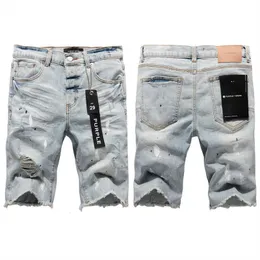 Lila Designer Herren Jeans Shorts Hip Hop Casual Short Knie Lenght Jean Kleidung 28-40 Größe Hochwertige Shorts Denim Jeans T3ZI