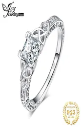クラスターリングJPalace Celtic Knot Princess CZ Engagement Ring 925 Sterling Silver for Women Anniversary Wedding Jewelry1359626