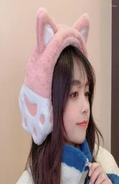 Berets 1Pc Fashion Cat Ears Headband Ear Warmer Plush Earmuffs Earflaps Cute Fuzzy Women Winter Outdoor Warm Must Accessory7855149