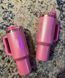 US STOCK THE QUENCHER H2.0 Cosmo Pink Parade TUMBLER 40 OZ 4 HRS HOT 7 HRS COLD 20 HRS ICED cups 304 swig wine mugs Valentine's Day Gift Pink Winter Flamingo DHL Ship