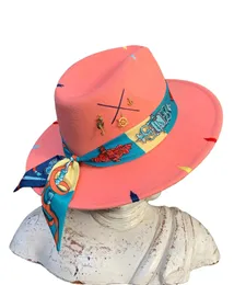 Feste farbige handgenähte Fedora Hut unregelmäßige Farbstiche einstellbar Unisex Hut Fedora Filz Hut Jazz Herbst Winterhut 240430