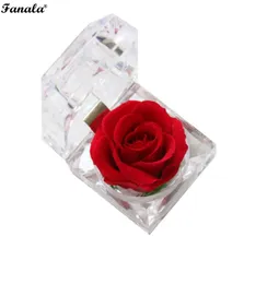 Eternal Rose Ring Box Uchwyt obudowy Storage Multicolor Everlasting Cuboid imitacja Flower Pierścień Walentynki 039S Wedding Propos się 6436705