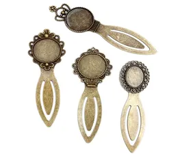 100 pcs Antique Bookmark Base Fit 20mm Round Glass Cabochon Blank Bezel Setting Bookmark Findings 4 Styles1495600