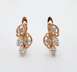 Mulheres folhas de lustre de lustre de folha de folhas de jóias fofas 585 Rose Gold Water Grow Cubic Zircon Garrings7892864