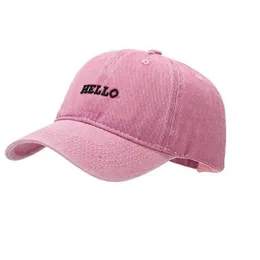 Boll Caps Pure Cotton Pink Black Baseball Cap Lämplig för kvinnor Hello broderade gatukläder Hip-Hop Snapshot Summer Sun Hat Q240429