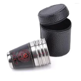 Hüftflächen Flask Cup 1/2 Unzen Edelstahl Wein mit PU Leder Cover Bag Outdoor Russland Reise Whisky Alkohol S