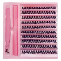 DIY LASH EXTENSION KIT 200PCS BOND LASHES KIT CLUSTER LASHES D CULLING FALSE 속눈썹 클러스터와 핀셋.