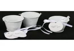 100pcslotwhite mini bucket favors علب الزفاف تفضل tin pailstin candy Box Fovors Tins4715519