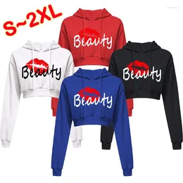 Kadın Hoodies 2024 Sexy Seated Uzun Kollu Kapüşonlu Kısa Sweatshirt Düz Köşe Üst Külot Hoodie