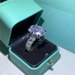 클러스터 고리 힙합 빈티지 패션 보석 Big Stone 925 Sterling Silver Oval Cut 5a Zircon Dragon Claw Womending Bridal Band Ring