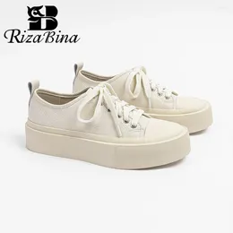 Casual Shoes Rizabina Women Vulcanize Real Leather Classic Solid Color Sneakers 2024 Spring Summer Tjock Sole Breattable