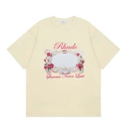 Rhude T-shirt Designer Tee Luxury Fashion Mens Tshirts Brand Rose Magic Mirror Pure Cotton Cash Short Short Shorted For Uomini e donne