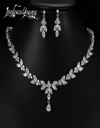 Conjuntos de jóias de casamento de zircão de cristal de luxo para mulheres cor de ouro branco conjuntos de jóias africanas Brincos de gotas de água Conjunto de colar AS56 21528675