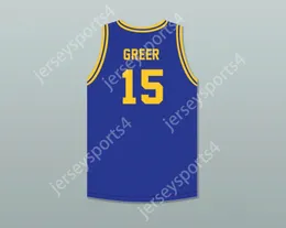 CUSTOM NAY Mens Youth/Kids HAL GREER 15 FREDERICK DOUGLASS JUNIOR AND SENIOR HIGH SCHOOL TIGERS BLUE BASKETBALL JERSEY 1 TOP Stitched S-6XL