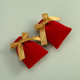 Bolsas de joias 10pcs Velvet Ribbon Packaging Bag Wedding Christmas Disusing Presente Brincos Ringos Sacos de pulseira de colar