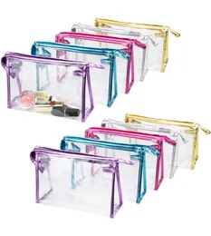 Tom Clear Flat Nylon Pouch PVC Waterproof Makeup Påsar med dragkedja Transparent kosmetisk väska toalettter Tvättväska Travel StorageBag F2195337