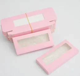 Falska ögonfransar Hela pappersfranslådor Packaging Eyelash Box Package Anpassa ingen fack Logotyp Rektangelrosa kartonglagring M8860801