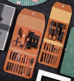 Kits de arte da unha 16pcs Profissional Cutter Pedicure Scissors Conjunto de aço inoxidável gancho de águia portátil Manicure Clipper Tool4839382