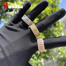 Anéis de banda Bubble letter Gold RFor Men Ice Out OUT True Copper Spinning Hip Hop Jewelry 2022 Charm de tendência J240429