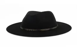 Unisex Wool Felt Hat Jazz Fedora Hats Snake Grain Decoration Fashion Homburg Hat Flat Brim Panama Formal Cap Trilby Chapeau5228959