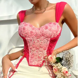 Yaz Yeni Instagram Tarzı Seksi, Tatlı, Romantik Çiçek Dantel Yukarı Göğüs F43028