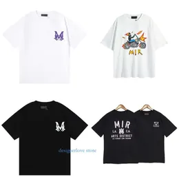 メンズTシャツデザイナーAMRシャツフルレタープリント夏の半袖男性レトロフラワーパターンTシャツoネックサマーマン衣装ティートップス