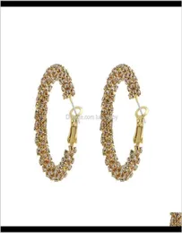 Fashion Ins Trendy Designer Circular Hoop Copper Diamond Zirconia Earrings for Women Girls Geometric Clip på 6Qesh 8L4AO5641480
