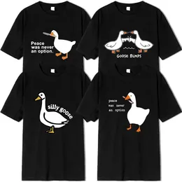 T-shirt maschile Internet famoso Big White Duck White Funny Stamping Stamping Men Women Couple Short Slve 100% Cotton Black Tshirt O-Neck Clothing Y240429
